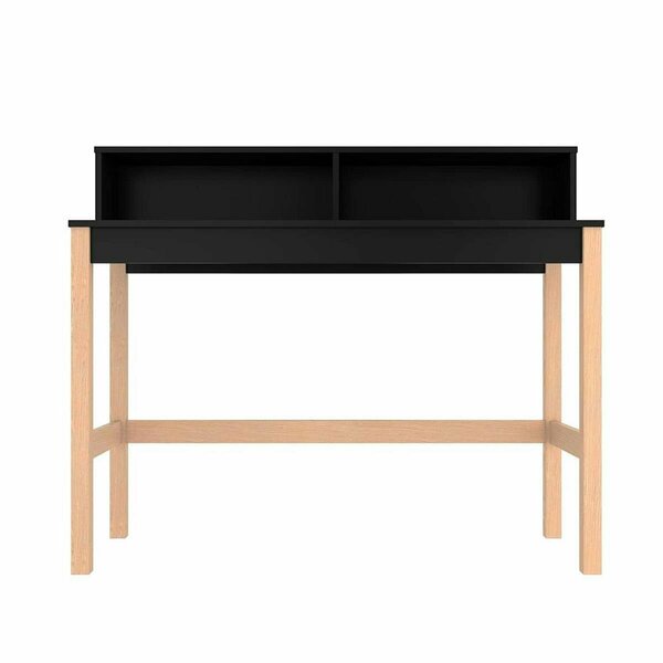 Designed To Furnish Bowery Desk with 0 Shelves in Black & Oak, 39.56 x 47.24 x 17.51 in. DE3059147